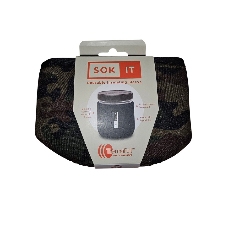 Sok-It Pint Insulating Sleeve Unisex OS Green Camo NWT Reusable Neoprene Sleeve